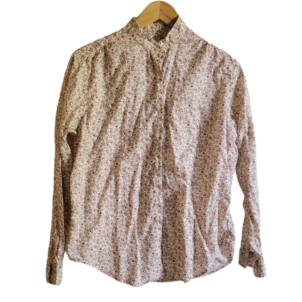 L.L. BEAN Vintage Floral Cotton Long Sleeve Button Shirt Made in USA 14
